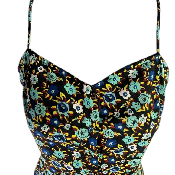 Volcom black, yellow, blue & white floral strappy Corset sundress SKU0581 - Picture 9 of 12